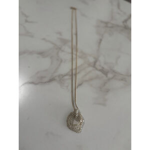 Liz Claiborne Silver tone 2 circle necklace